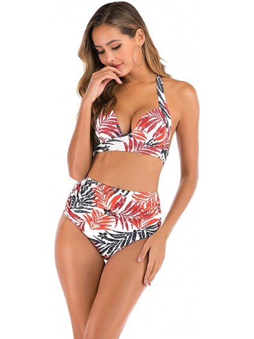 Sets Two Piece Swimsuits for Women Sexy High Waisted Bikini Set Bathing Suits - Red2 - CI196UNH0E2 $11.50