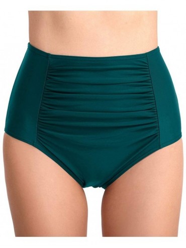 Tankinis Women's Ruched Swim Bottom Tummy Control High Waist Swim Brief - Olive Green - CE18T6S6RZX $29.96