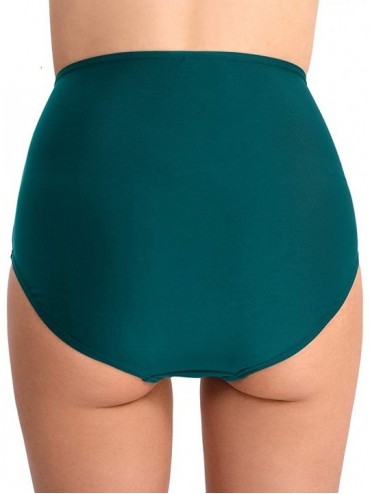 Tankinis Women's Ruched Swim Bottom Tummy Control High Waist Swim Brief - Olive Green - CE18T6S6RZX $18.68