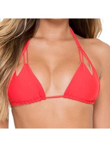 Tops Women's Cosita Buena Reversible Zig Zag Knotted Cut Out Triangle Top - Girl on Fire - CL12O8DH1IX $33.86