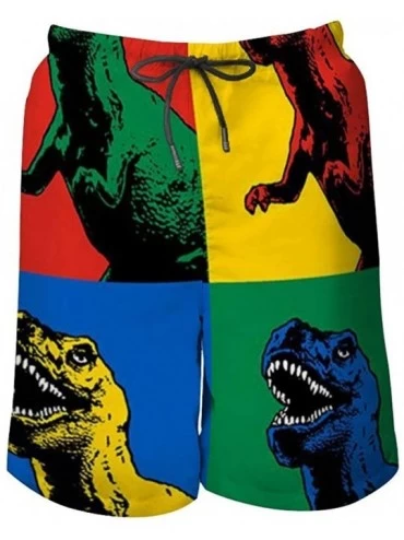 Board Shorts Men's Quick Dry Swim Trunks Breathable Beach Board Shorts Bathing Suit - T-rex Dinosaurs - CY199QH6797 $62.97