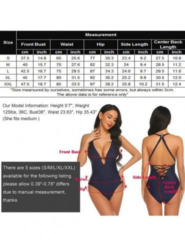 One-Pieces Womens One Piece Swimsuits Halter Swimwear Push up Monokinis Tummy Control Bathing Suits - Navy Blue(push Up) - CR...