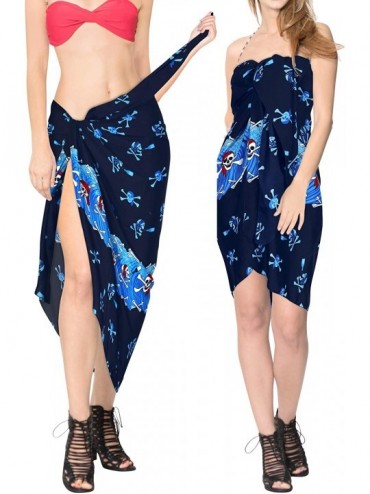 Cover-Ups Men's Full Beach Sarong Pareo Swimwear Cover Ups Wrap Lungi Vacation A - Halloween Blue_e426 - C912OCQ3MSE $10.95