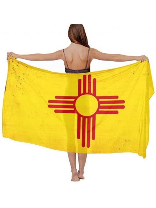 Cover-Ups Women Girl Fashion Chiffon Scarf Bikini Cover Up Summer Beach Sarong Wrap - New Mexico Flag Grunge - CU19C6N2OT2 $1...