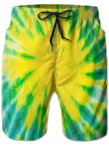 Board Shorts Tie Dye Board Shorts Mens Swim Trunks Summer 3D Print Graphic Casual Athletic Swimming Short - Tie-dye Green - C...