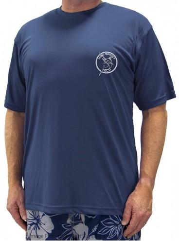 Rash Guards Big & Tall Men's Short Sleeve Swim Shirt Swordfish Print - Loose Fit - Navy - CV1905GKXQX $60.17
