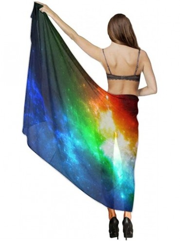 Cover-Ups Women Fahion Swimsuit Bikini Cover Up Sarong- Party Wedding Shawl Wrap - Colorful Rainbow Galaxy - CY19C4MOU3Q $22.92