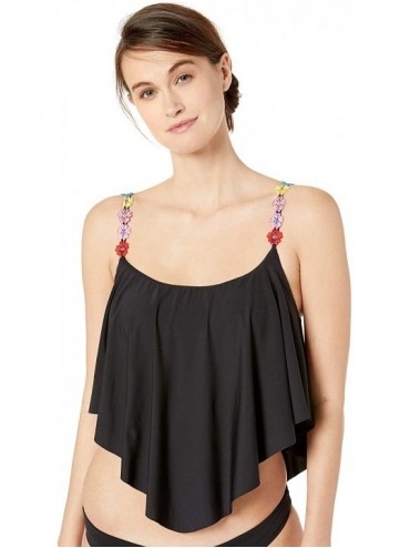 Tops Women's Crop Top Swimsuit Cover Up - Say Anything Jet Black - CN18HR2CMZ0 $24.26