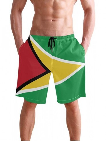 Board Shorts Greek Flag Men's Swim Trunks Beach Shorts with Pockets - Guyana Flag - C218Q3XUCGQ $51.73