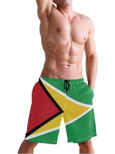 Board Shorts Greek Flag Men's Swim Trunks Beach Shorts with Pockets - Guyana Flag - C218Q3XUCGQ $28.22