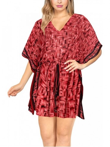 Cover-Ups Women's Plus Size Short Beach Swimsuit Cover Up for Swimwear Caftan - Spooky Red_y314 - CA18N7O0QDZ $43.66