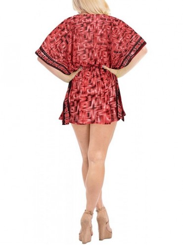 Cover-Ups Women's Plus Size Short Beach Swimsuit Cover Up for Swimwear Caftan - Spooky Red_y314 - CA18N7O0QDZ $28.11