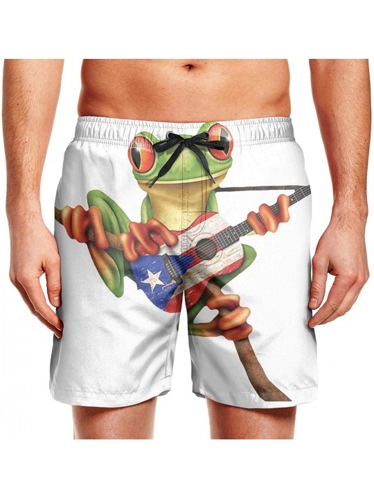 Board Shorts Men's Board Shorts Quick Dry Saint Lucia's Flag Swim Board Trunks - Tree Frog Playing - C918T4SQZXL $35.51