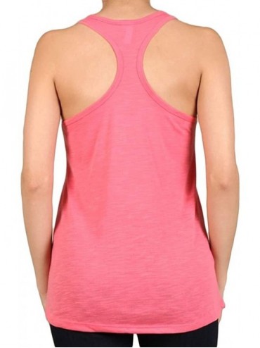 Tankinis Women's Plus Solid Color Polyester Sleeveless Slub Knit Tank Tops - Coral - CG12HAJXQTV $14.46