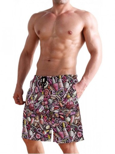 Board Shorts Men's Quick Dry Swim Trunks with Pockets Beach Board Shorts Bathing Suits - Cartoon Cosmetic Manicure Doodles - ...