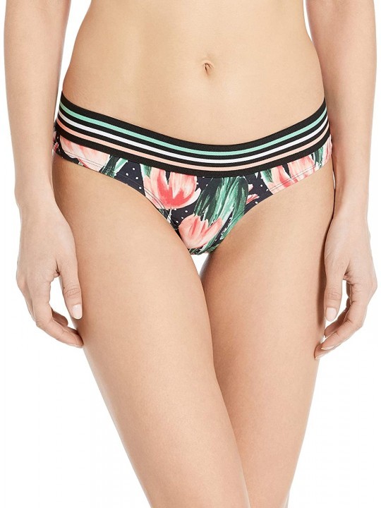 Bottoms Women's Rebel Bikini Bottom Swimsuit with Front Strappy Detail - Black Nirvana Floral Print - CV18Q7U6SYQ $42.08