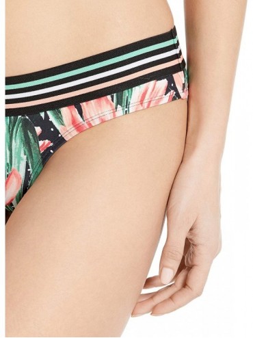 Bottoms Women's Rebel Bikini Bottom Swimsuit with Front Strappy Detail - Black Nirvana Floral Print - CV18Q7U6SYQ $42.08