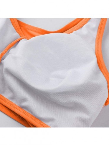 Racing Swimsuits for Women Plus Size Two Piece Bikini Set High Waisted Tie Side Bottom Swimsuits - Orange - CV197HHQXCZ $18.91