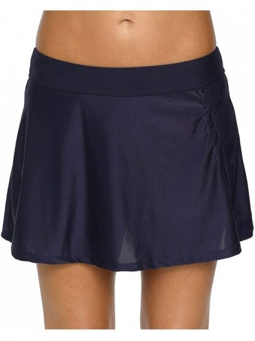 Bottoms Women Swim Skirt Swimsuit Bottom Tankini Bottom Swimdress Built in Brief - Navy - Side Slit - C218GKMITCM $12.29