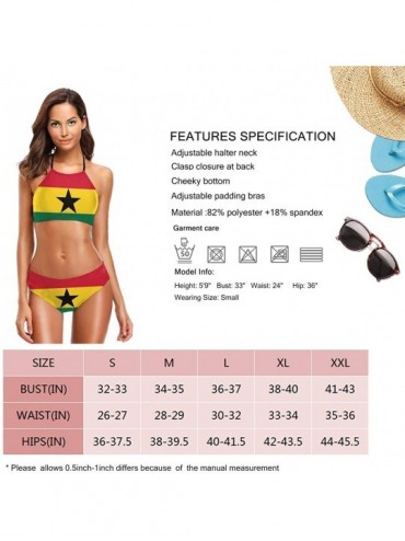 Sets Womens Bikini Set Colombia Flag Sexy Halter Two Piece Triangle Swimsuits Beach - Striped Flag of Ghana - CC190THGEES $19.61