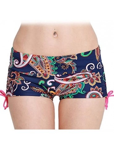 Tankinis Women's Lace Crochet Overlay Strappy Swim Board Shorts with Panty Liner - Darkblue - CG1225XSPZ3 $42.90