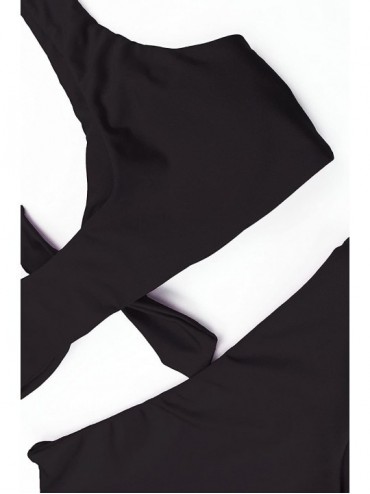 Sets Womens Tie Knot Front High Waist Thong Bandage 2PCS Bikini Sets Beachwear - Black - CX18324U8QH $23.07