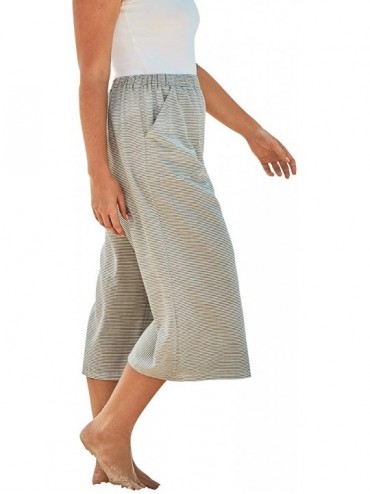 Bottoms Women's Plus Size Wide-Leg Culotte Pant Swimsuit Bottoms - Navy Stripe (1288) - C8195S8MELU $24.62