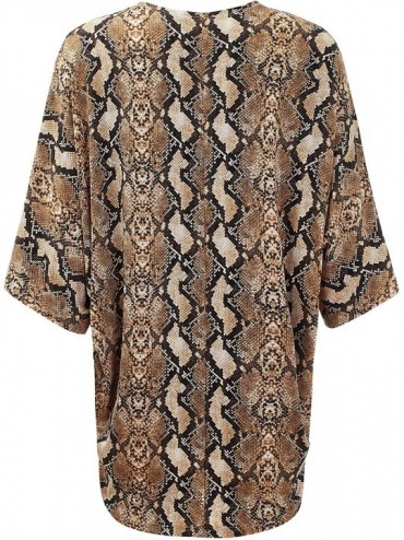Cover-Ups Women's Tie Dye Beach Wear Swimsuit - Print Kimono Sheer Loose Cardigan Capes - Bikini Cover Ups - Brown_1 - C618X7...