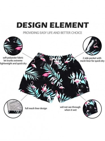 Board Shorts Men's Quick Dry Waterproof Boardshorts Printed Mesh Liner Swim Trunks with Drawstring - Flamingo - CS18SRZ2T0S $...