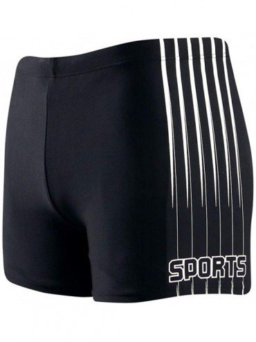 Racing Men's Quick Dry Square Leg Splice Swimsuit Boxer Brief Swimwear Jammer - Striped-black - CP18M5GQQA9 $29.74