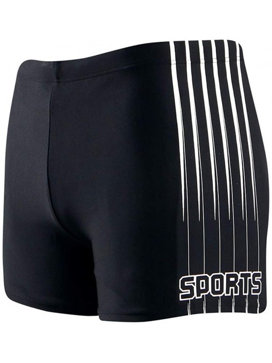 Racing Men's Quick Dry Square Leg Splice Swimsuit Boxer Brief Swimwear Jammer - Striped-black - CP18M5GQQA9 $11.97