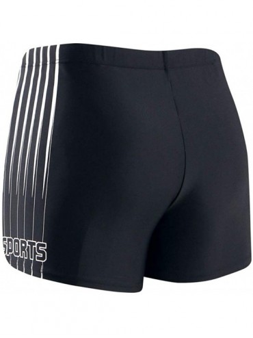 Racing Men's Quick Dry Square Leg Splice Swimsuit Boxer Brief Swimwear Jammer - Striped-black - CP18M5GQQA9 $11.97