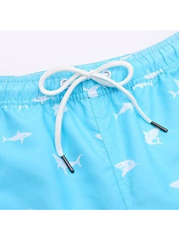 Trunks Mens Swim Trunks Quick Dry Funny Swim Shorts with Mesh Lining Swimming Trunks for Men - Shark-light Blue - CS18UGC4UHS...