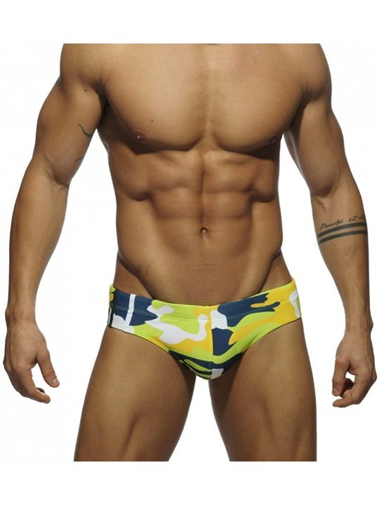 Briefs Mens Swimwear Briefs Camo Bikini Camouflage Swim Board Trunks Beach Shorts - 56 Light Green - CF18KHS8Z9C $13.97