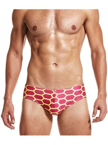 Briefs Sexy Man's Low Rize Swimming Tight Swim Trunks Low Waist Gay Briefs Swimwear Summer - Red - C1185YLA6H6 $25.83
