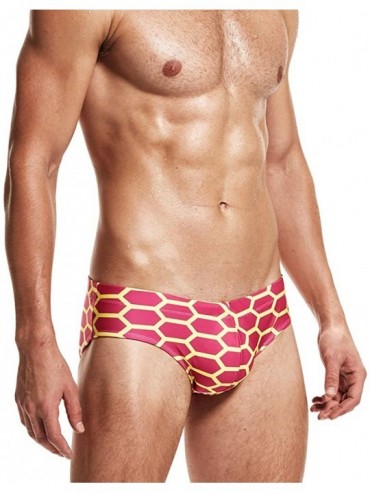 Briefs Sexy Man's Low Rize Swimming Tight Swim Trunks Low Waist Gay Briefs Swimwear Summer - Red - C1185YLA6H6 $16.66