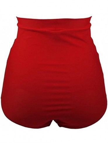 Bottoms Swimwear- Women Bikini Bathing Sexy Beach Swimwear High Waist Trunks Shorts Pants - Red - CE18EIGGST3 $14.15