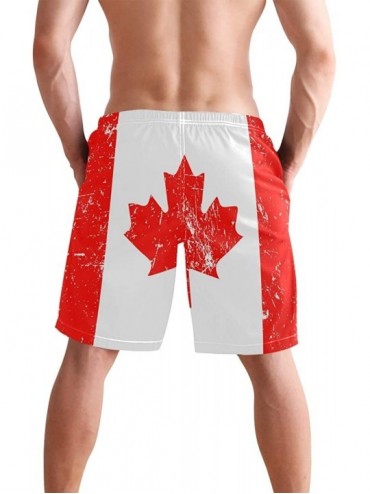 Board Shorts Men's Quick Dry Swim Trunks with Pockets Missouri Flag Beach Board Shorts Bathing Suits - Retro Canadian Flag - ...