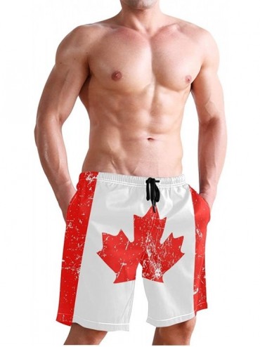 Board Shorts Men's Quick Dry Swim Trunks with Pockets Missouri Flag Beach Board Shorts Bathing Suits - Retro Canadian Flag - ...