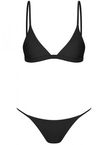 Sets Womens Bikini Set Swimwear Push-Up Beachwear Swimsuit Two-Piece Set Bathing Suit - Black - CE194G27LCL $10.04