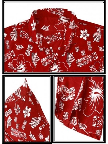 Cover-Ups Men's Cool Funky Design Button Down Short Sleeve Hawaiian Shirt - Red_w394 - CI17YILQ2ZA $11.53