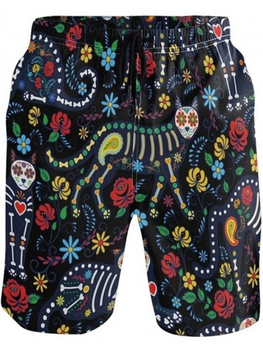 Board Shorts Men's Quick Dry Swim Trunks with Pockets Beach Board Shorts Bathing Suits - Sugar Skull Kitty - CR19529C9GM $57.01