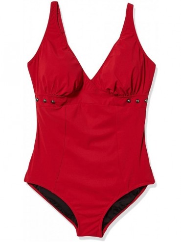 One-Pieces Women's Triangle V-Neck One Piece Swimsuit - Bel Air Paprika - C918X8X69YW $78.15