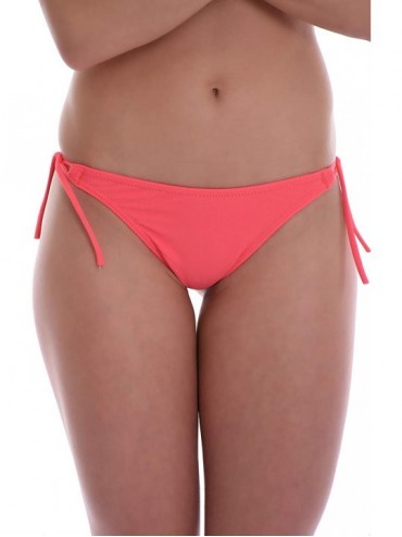 Bottoms Sexy Women's Bikini Bottom Thong Thin tie Side - Made in EU Lady Swimwear 100 - Shocking Pink - CJ195LO0LQ0 $14.03