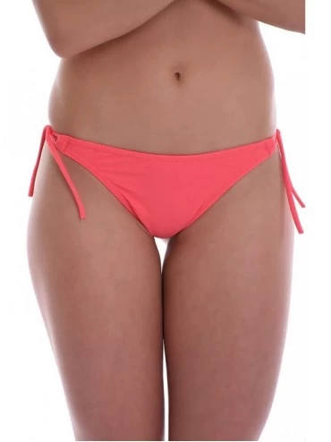 Bottoms Sexy Women's Bikini Bottom Thong Thin tie Side - Made in EU Lady Swimwear 100 - Shocking Pink - CJ195LO0LQ0 $26.63