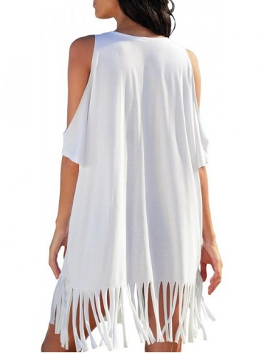 Cover-Ups Women's Casual Loose Fit Take me to The Beach Cover up Dress Cold Shoulder T Shirt Baggy Swimsuit Beach Dress White...