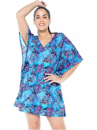 Cover-Ups Women's Skull Halloween Costume Beach Swimsuit Cover Ups Drawstring A - Blue_g276 - CP12NU592P0 $39.89
