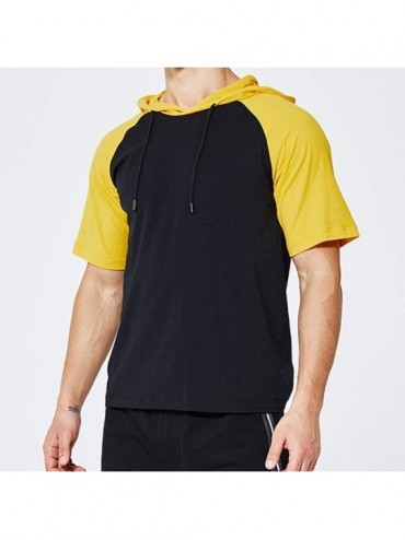 Racing Men's Classic Stitching Hoodies Shirt Rugular Fit Short Sleeve Tuxedo Shirts - Black - CS18RELOQSN $14.38