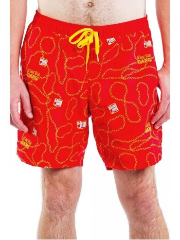 Board Shorts x Slim Jim Collection - Officially Licensed Slim Jim Apparel - Red Trunks - CA18YCY9AXK $71.84