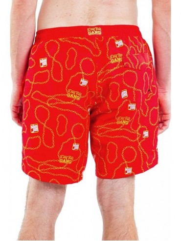Board Shorts x Slim Jim Collection - Officially Licensed Slim Jim Apparel - Red Trunks - CA18YCY9AXK $33.59